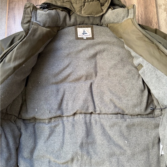 Misty Harbor Down Feathers Men's Olive Green Hooded Jacket Sz XL EUC - Picture 4 of 8